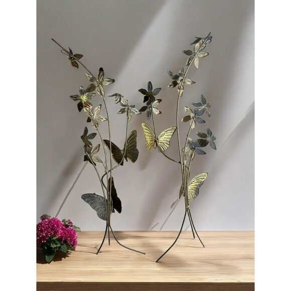 Homco Brass Butterfly & Flower Wall Art Decoration Set - Picture 3 of 7